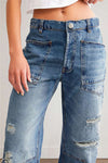 Retro Tattered Baggy Straight Denim Pants