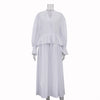 Ruffled Loose Bell Sleeve White Dress