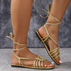 Golden Braided Strap Sandals