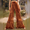 Cocoa Yacht Club Trendy Gold Velvet Ruffled Wide Leg Pants