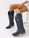Western Chunky Heel Leather Boots