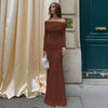 Solid Color Off Shoulder Dress