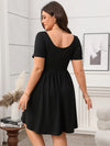 Square Collar Solid Color Slimming Dress