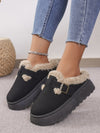 Plush Buckle Cotton Slippers