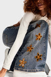 Loose Denim Suede Flower Jeans