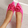 Satin Rose Flat Heel Shoes