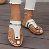 White Leather Metal Black Strap Sandals