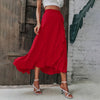 Lace Up Ruffled Asymmetric Long Skirt