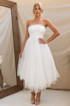 White Mesh Elegant Halter Dress