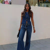 Denim Vest & Wide Leg Pants