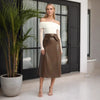 Belted Bow Leather Skirt