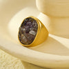 Geometric Retro Natural Stone Ring
