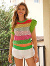 Hollow Out Cutout Striped Top