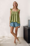 Elegant Strap Backless Ruffled Top