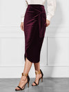 Solid Velvet Twisted Skirt