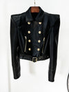 Stars Double Breasted Short Motorcycle Leather Jacket