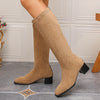 Suede Chunky Heel High Boots