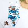 Blue Swirl One Piece Triangle Swimsuit & Chiffon Dress