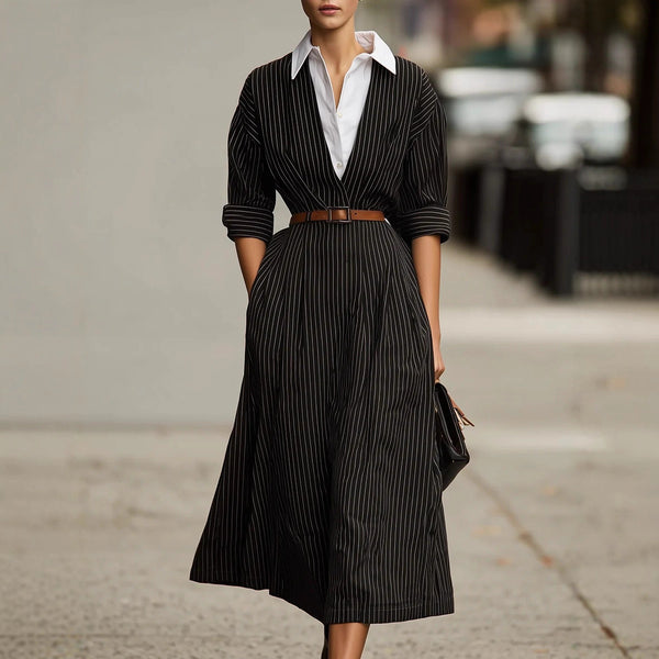 Vintage Stripe Shirt Dress
