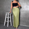 Simple A line Long Satin Skirt