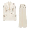 Beaded Diamond Blazer & Wide Leg Pants