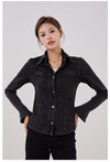 Bell Sleeve Denim Yoga Shirt Jacket