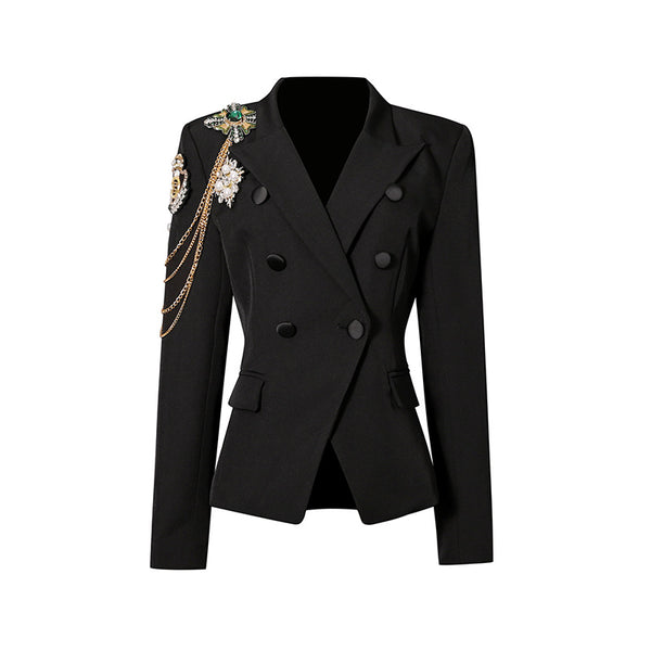 Diamond-Studded Slim Fit Blazer