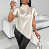 Satin Batwing Sleeve Asymmetric Hem Top