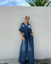 Denim Baggy Belted Jumpsuit