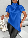 Satin Batwing Sleeve Asymmetric Hem Top