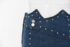 Metal Cannon Beads Raw Cut Ankle Length Jeans