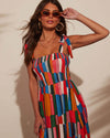 Color Block Ribbon Sleeve Dress