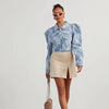 Cocoa Yacht Club Casual Loose Floral Lace Denim Jacket