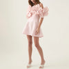 Pale Pink Big Flower Off Shoulder Dress