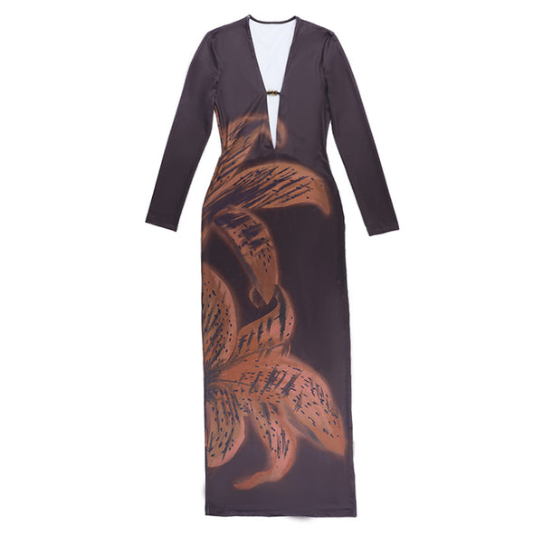 Deep V Plunge Hollow Out Cutout Dress