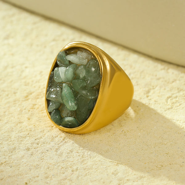 Geometric Retro Natural Stone Ring