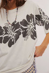 Hibiscus Flower Loose Short Sleeved T Shirt