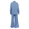 Blue Striped Long Sleeve Cardigan Casual Set