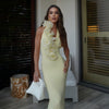 Summer Elegant Halter Deep V Plunge Dress Sexy Backless Sheath Dress