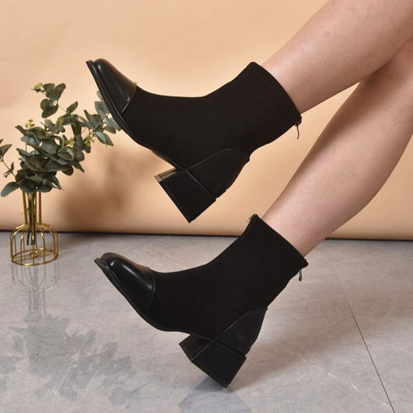 Square Toe Chunky Heel Short Martin Boots
