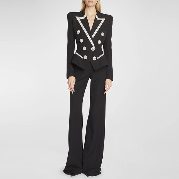 Star Collection Diamond Beaded Rhinestone Blazer & Pants Suit
