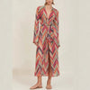 Summer Beach Print Long Coverall and Bikini Set