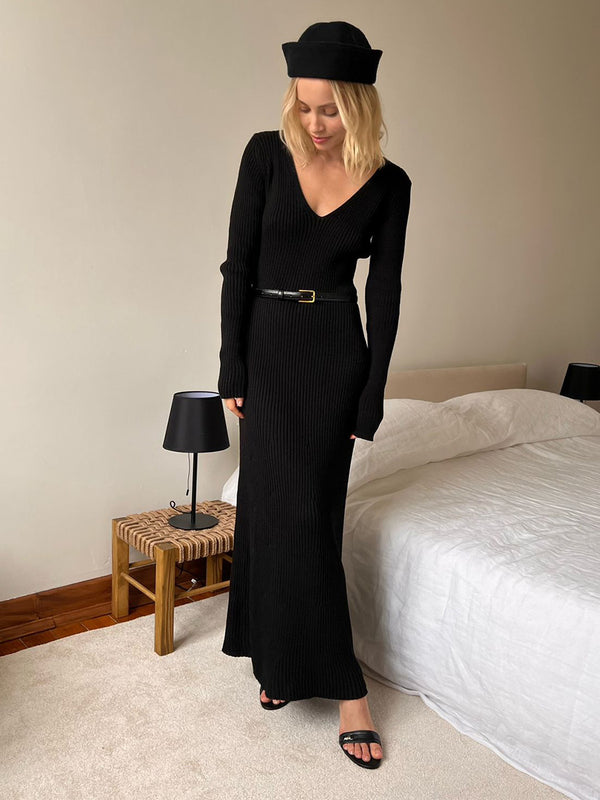 Solid Color Knitwear Dress