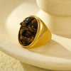 Geometric Retro Natural Stone Ring