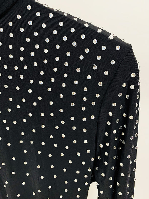 Star Rhinestone Stretch Turtleneck & Pleated Skirt Leggings
