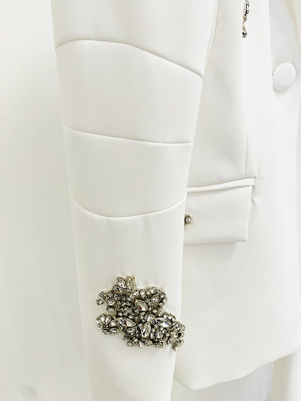 Beaded Diamond Blazer & Wide Leg Pants