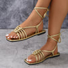 Golden Braided Strap Sandals