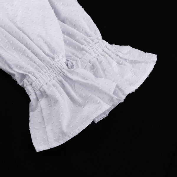 Ruffled Loose Bell Sleeve White Dress