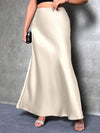 Simple A line Long Satin Skirt