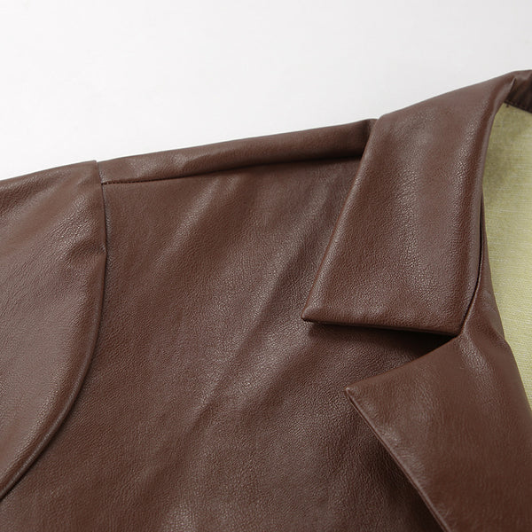 Retro Elegant Loose Leather Coat